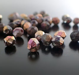 Etched Czech Glass Fire Polished Beads, Dark Capri Rose Full Coat, 6mm